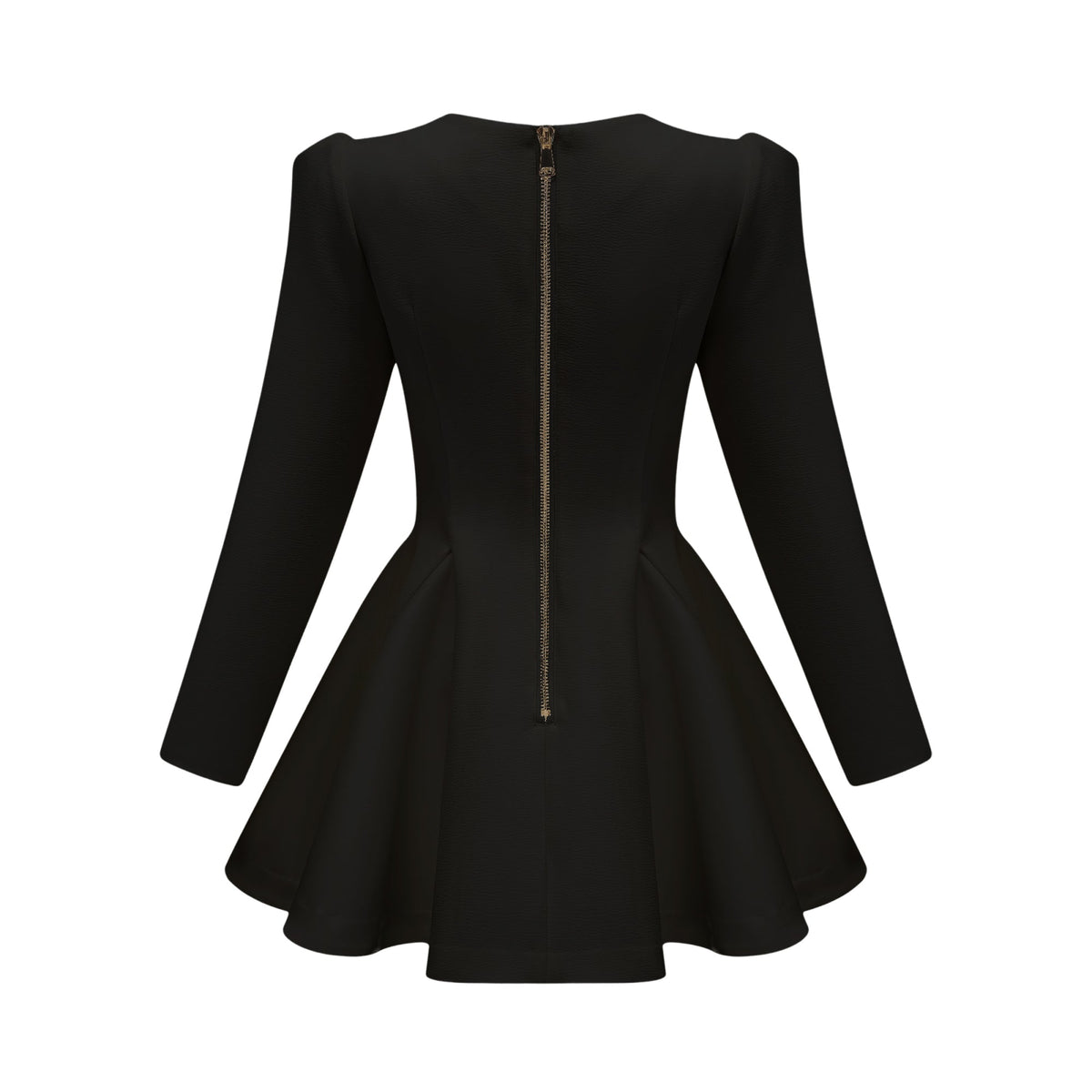 Élise pleated peplum-hem blazer dress in Black