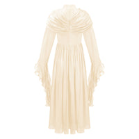 Danuta Neutral Ruched Pleated Maxi Dress
