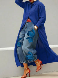 Maud - Shirt Dress and Floral Jeans Set