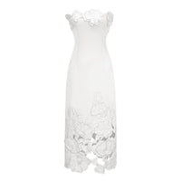 Inga White Strapless Floral Embroidered Maxi Dress