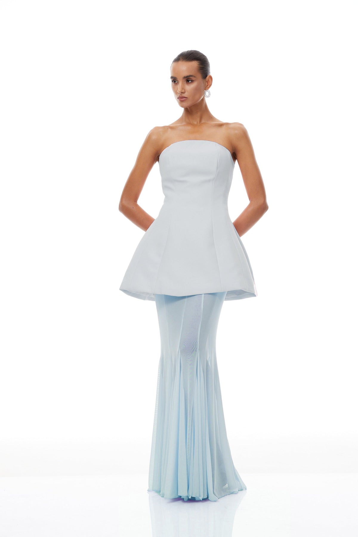 Mélanie Blue Corset Dress & Mesh Skirt Set