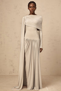 Gaëlle Neutrals Ribbon-design Draped Maxi Dress