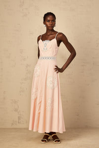 Romy Pink Floral Embroidered Blouse & Dress Set