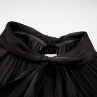 Mila pleated satin maxi dress in Black