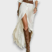 Selvya – Maxi Pleated Dress with Waist Belt