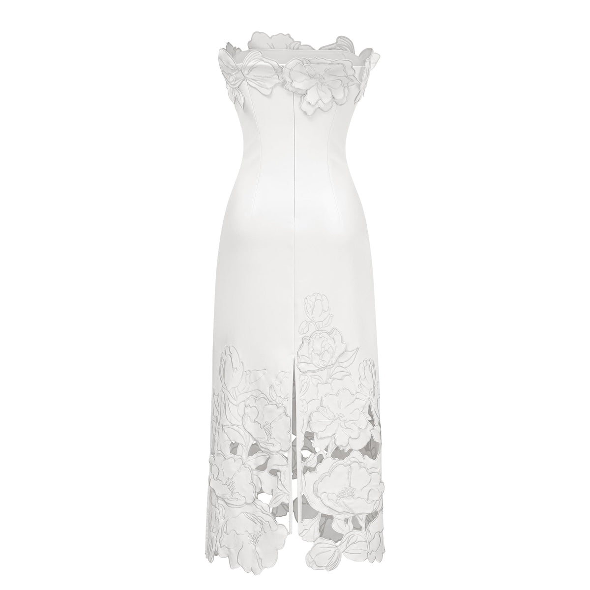 Inga White Strapless Floral Embroidered Maxi Dress