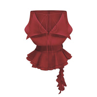 Amélie Red Floral Appliqué Flounced Mini Dress
