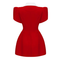 Acharya Red Shawl Lapel Mini Dress