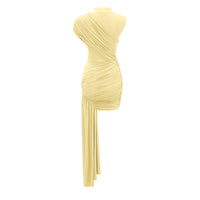 Fée Yellow Asymmetrical Ruched Mini Dress