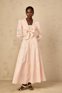 Romy Pink Floral Embroidered Blouse & Dress Set