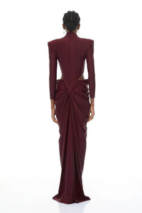 Arlene Red Cut Out Ruched Maxi Dress