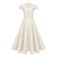 Aventin White Godet Design Midi Dress