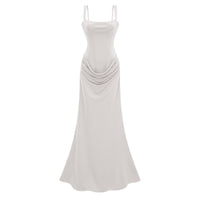 Paulette White Ruched Corset Maxi Dress