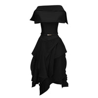 Aria Black Asymmetrical Shawl & Tulle Panel Dress Set