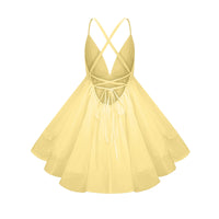 Quincie Yellow Shirred Flounced Mini Dress