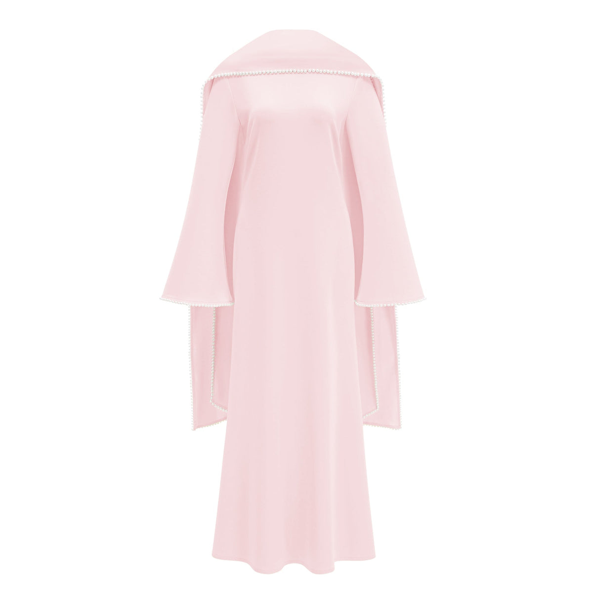 Piroska Pink Pearl Trim Shawl Detail Maxi Dress