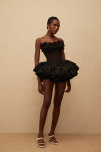 Rachel Black 3D Petal Tulle Mini Dress