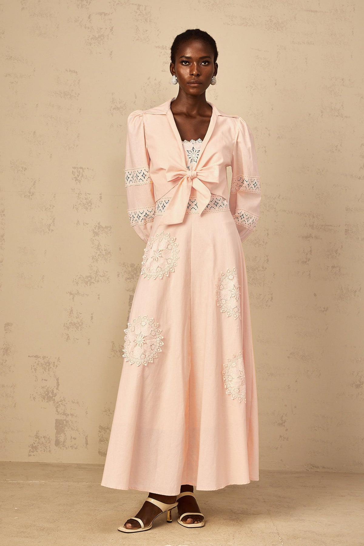 Romy Pink Floral Embroidered Blouse & Dress Set