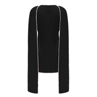 Piroska Black Sleeveless Pearl Trim Mini Dress