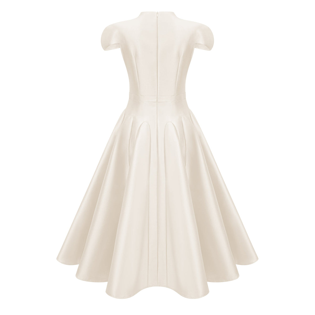 Aventin White Godet Design Midi Dress
