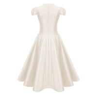 Aventin White Godet Design Midi Dress