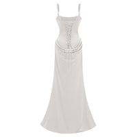 Paulette White Ruched Corset Maxi Dress