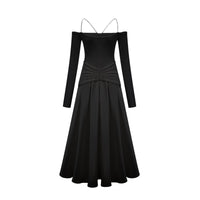 Nadine off-shoulder panelled maxi dress in Black