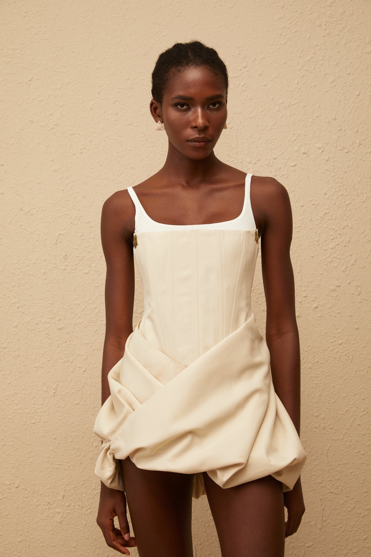 Inaya Neutral Panel Corset Mini Dress