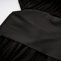 Mila pleated satin maxi dress in Black