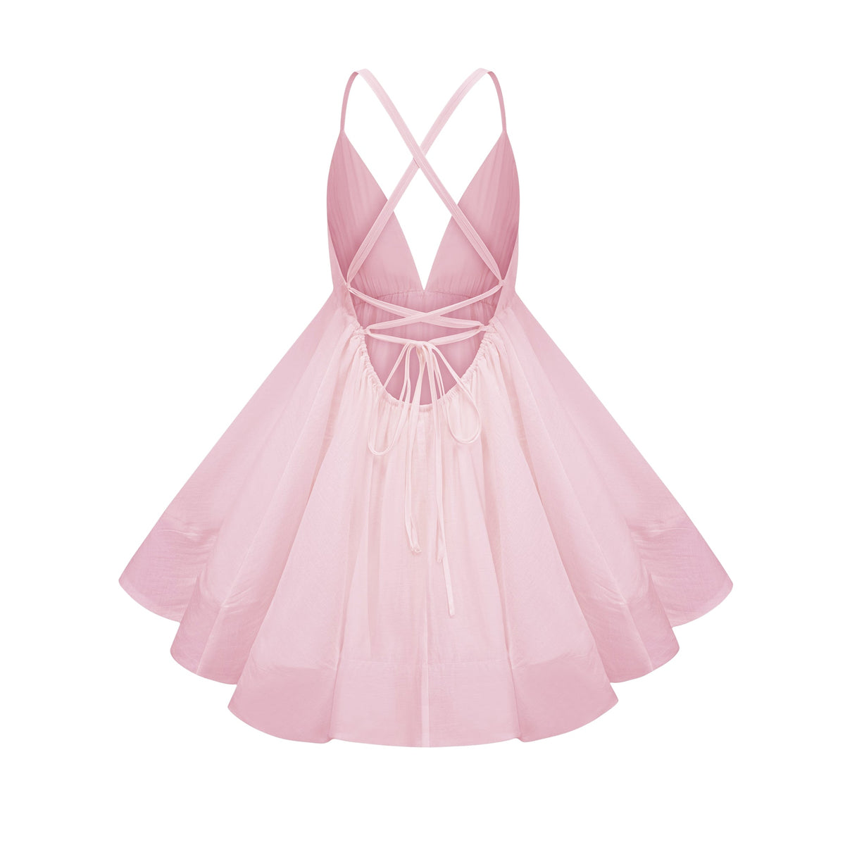 Quincie Pink Shirred Flounced Mini Dress