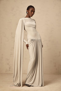 Gaëlle Neutrals Ribbon-design Draped Maxi Dress
