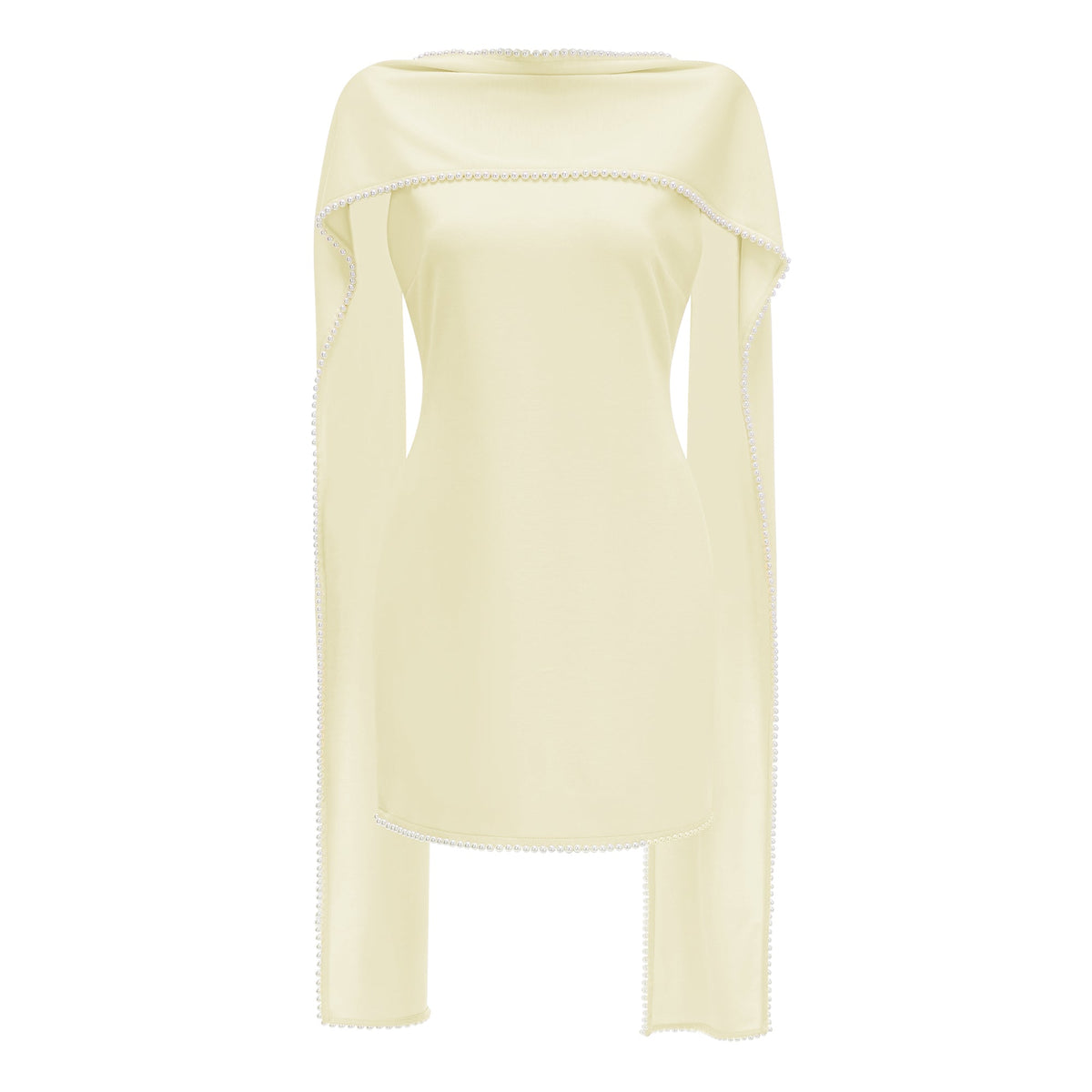 Piroska Yellow Sleeveless Pearl Trim Mini Dress