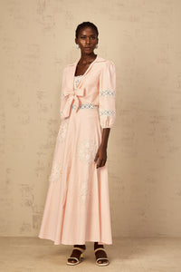 Romy Pink Floral Embroidered Blouse & Dress Set