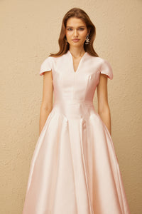Aventin Pink Godet Design Midi Dress