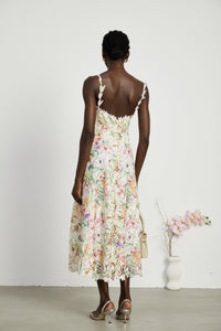 Enora lace floral embroidered midi dress