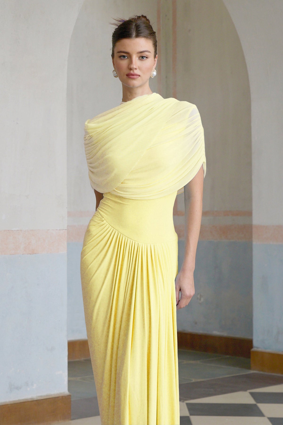 catherine asymmetric pleated maxi dress Catherine asymmetrical pleated maxi dress in Baby-blue