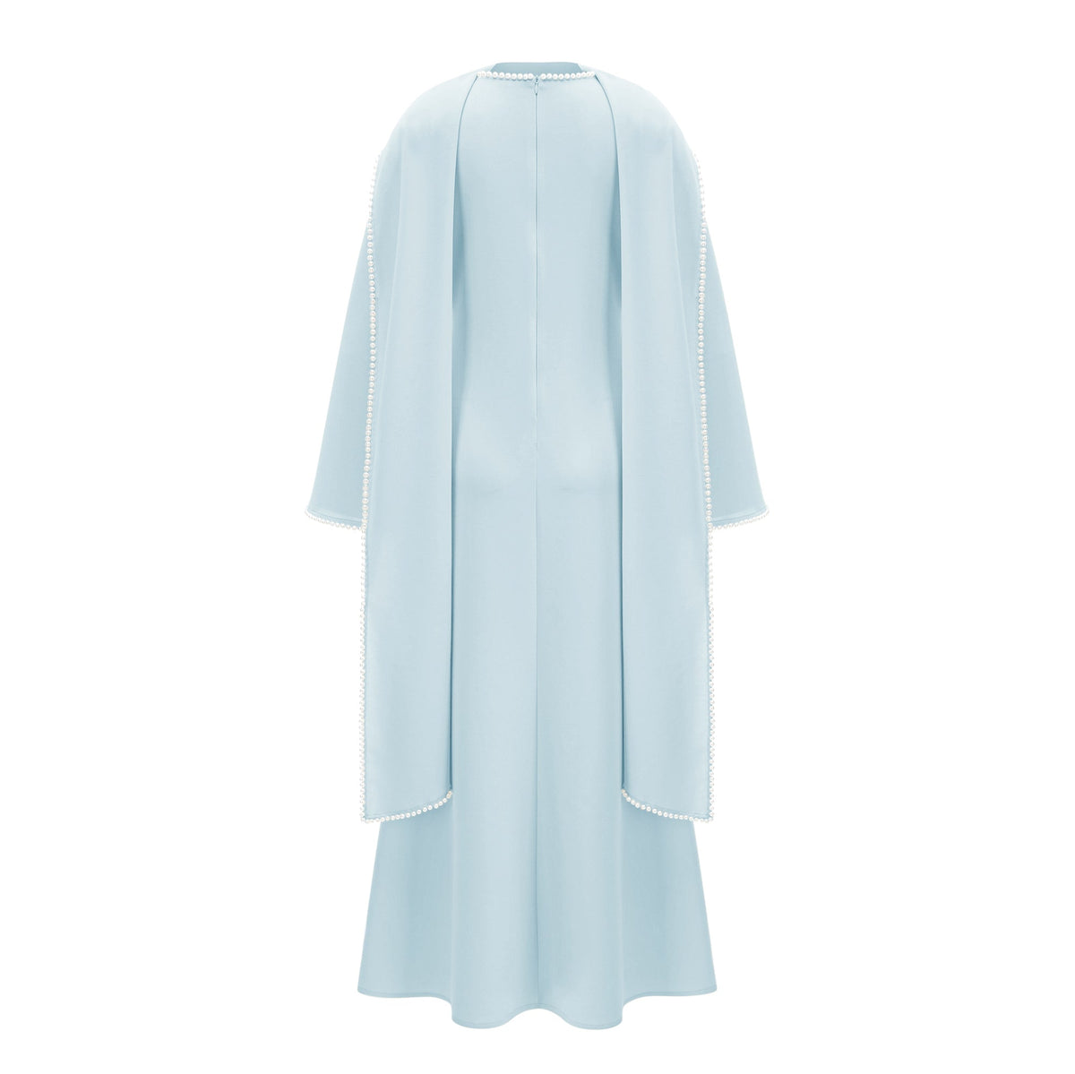 Piroska Blue Pearl Trim Shawl Detail Maxi Dress