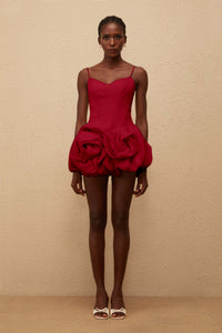 Melanie Red 3D Petal Bubble Mini Dress