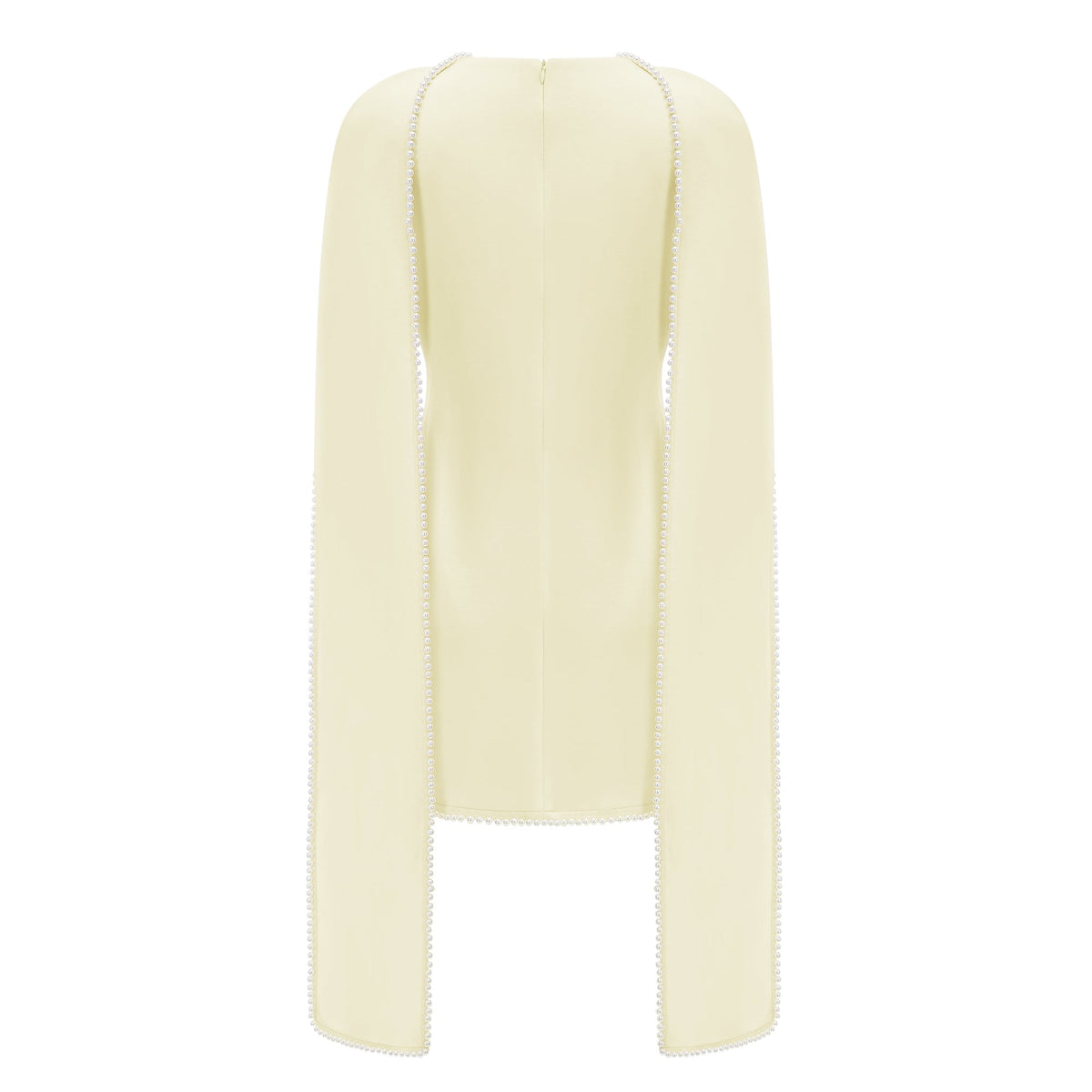 Piroska Yellow Sleeveless Pearl Trim Mini Dress
