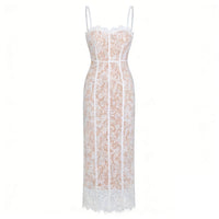 Giorgia White Floral Lace Corset Maxi Dress