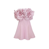 Juliette pink off-shoulder 3D-petal mini dress