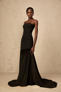 Josiane Black Off-shoulder Sheer Tulle Maxi Dress