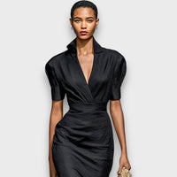 Nareen – Midi dress with striped design and collar