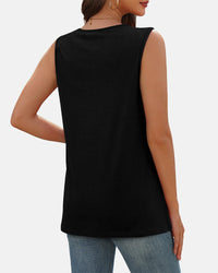 Button Down V Neck Tank Top