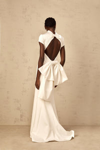 Camille White Statement Bow Mermaid Maxi Dress