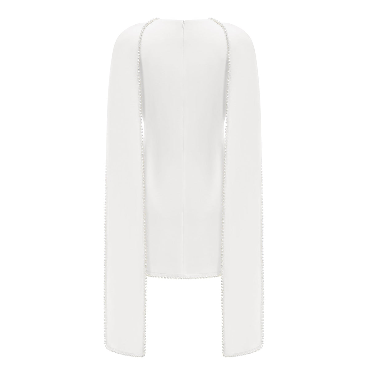 Piroska White Sleeveless Pearl Trim Mini Dress
