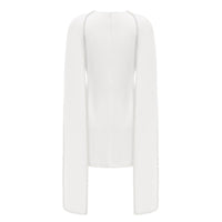 Piroska White Sleeveless Pearl Trim Mini Dress