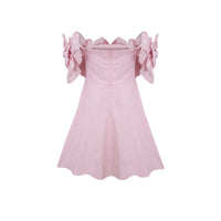 Juliette pink off-shoulder 3D-petal mini dress