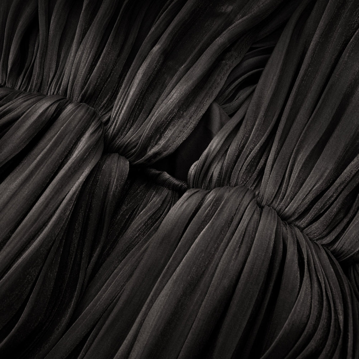 Mila pleated satin maxi dress in Black