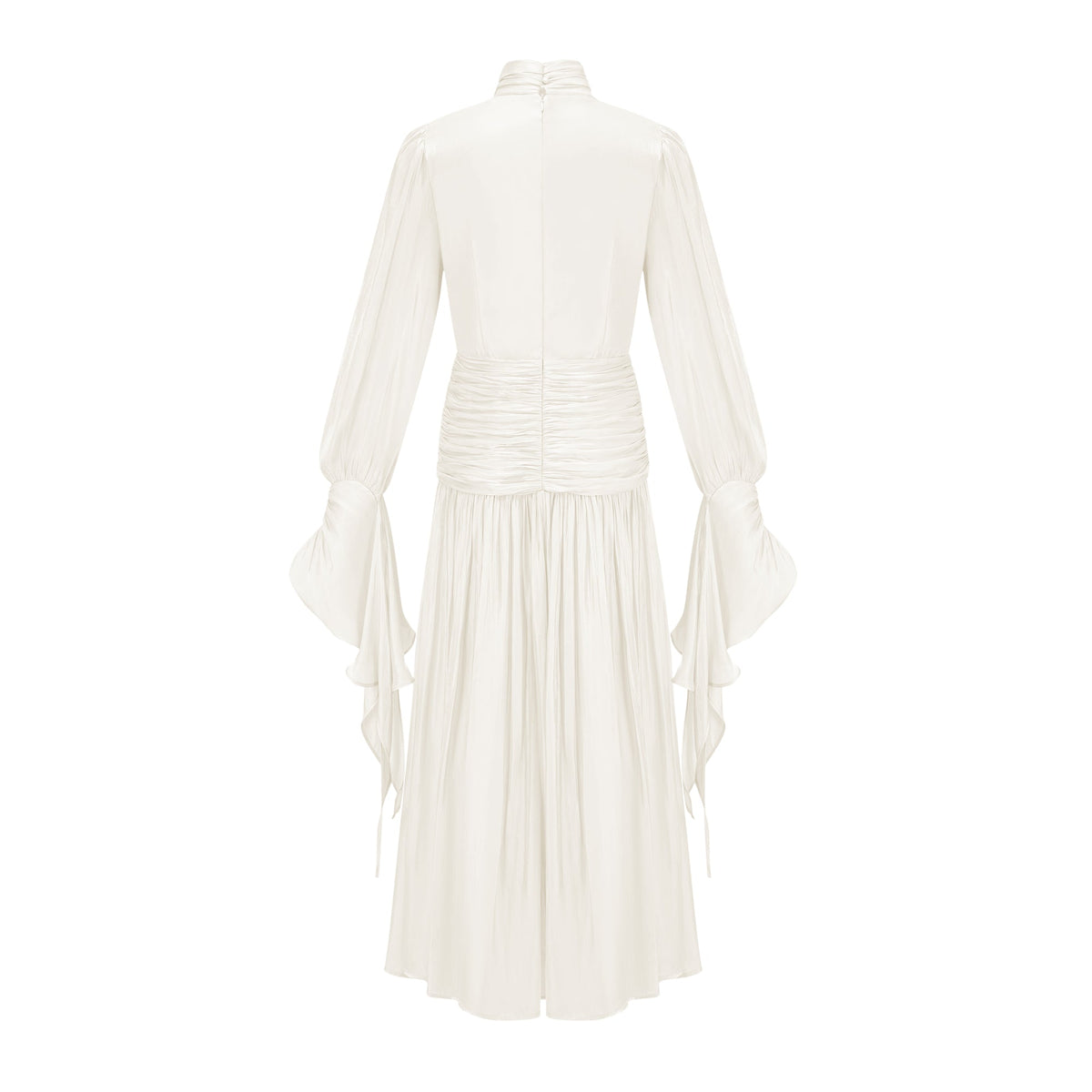 Sarolta Neutral Glossy Ruched Maxi Dress